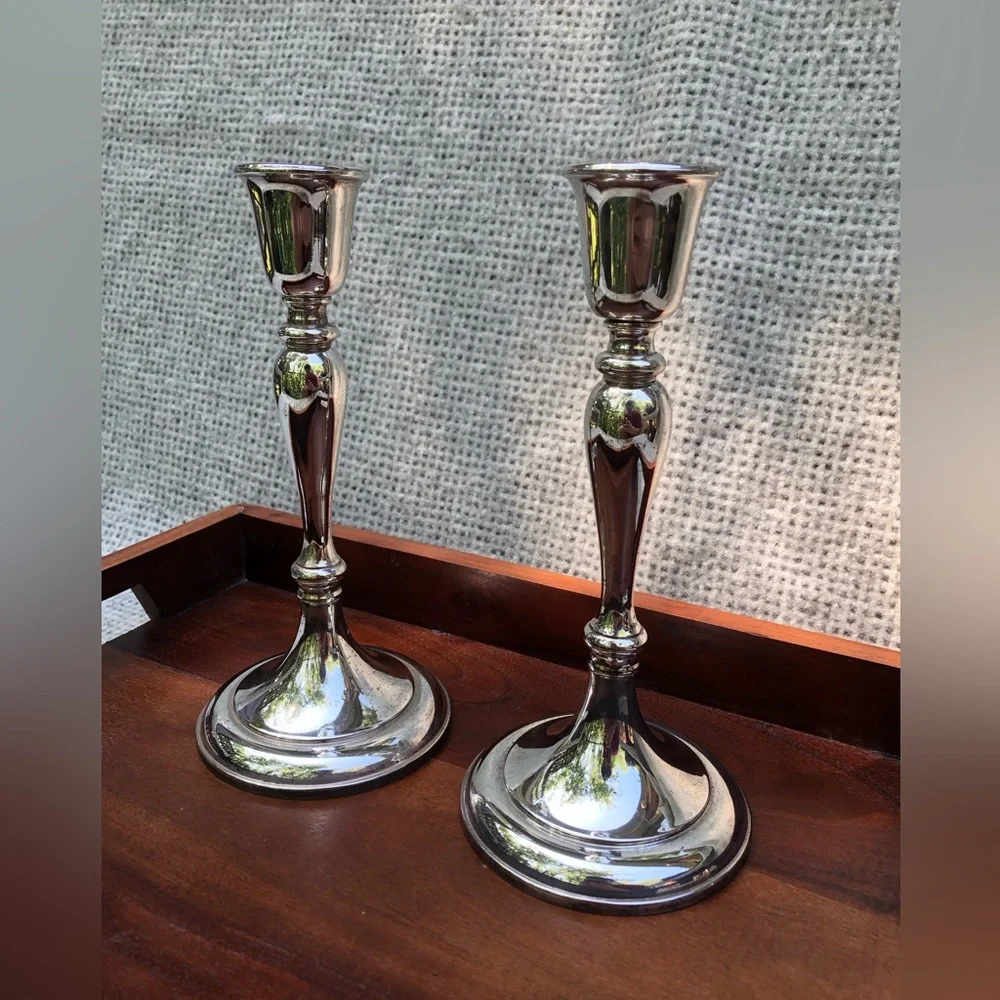 Beautiful Vintage Gorham Silverplate Candlestick Pair - Classic
